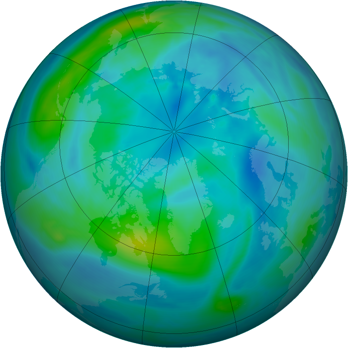 Arctic ozone map for 05 October 2005